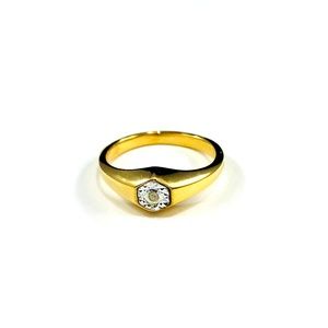 Vintage GOLD Plated 14k SIGNET Ring Size 7 Crystal